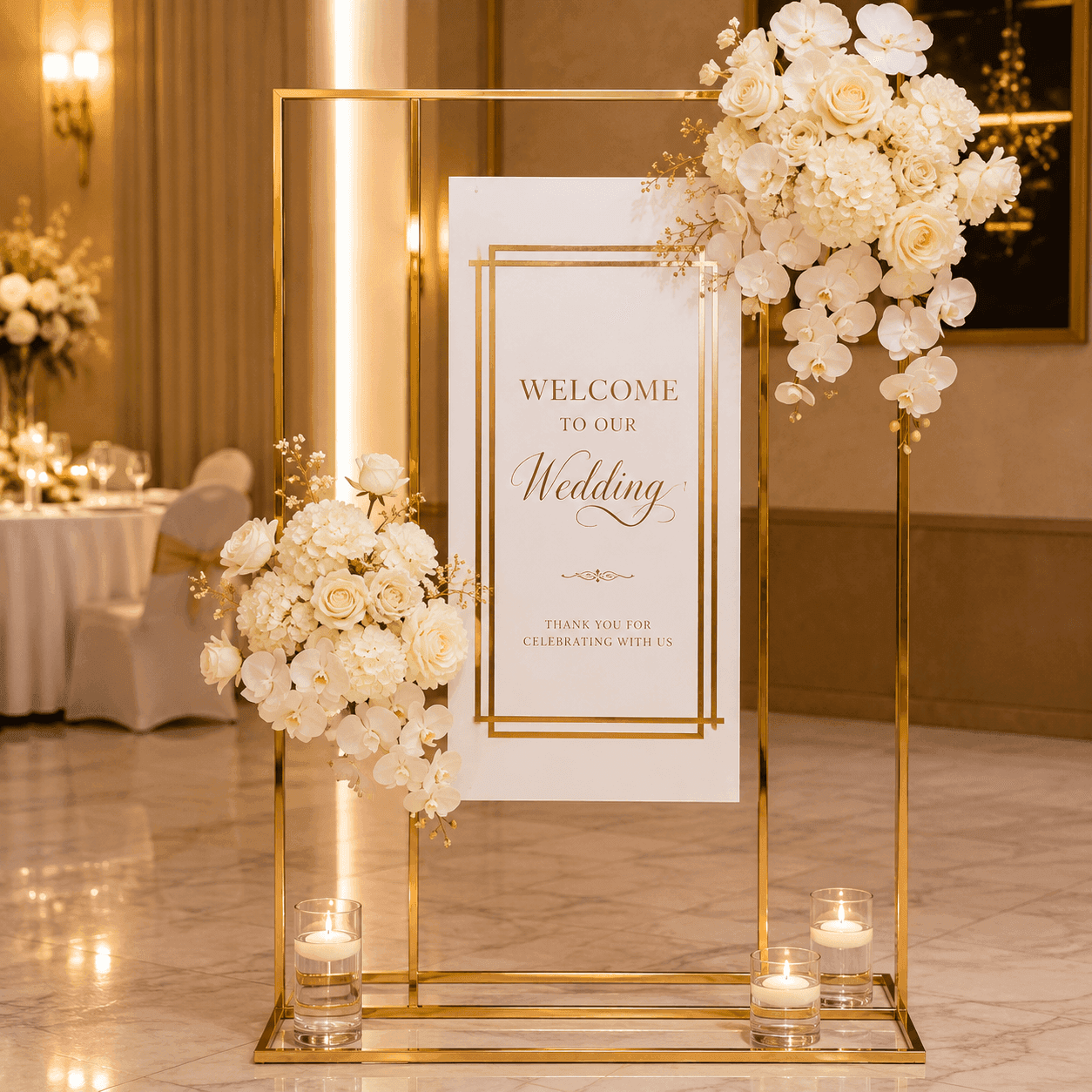 GOLDEN WELCOME SIGN - ACCESSORIES Hire Brisbane