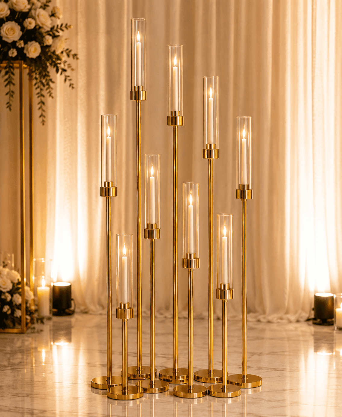 Golden Candle Holder - CANDLE HOLDERS Hire Brisbane