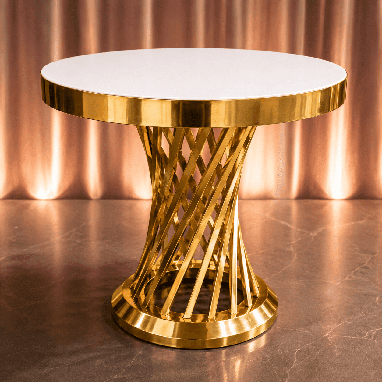 Golden Spiral Cake Stand - PLINTHS Hire Brisbane