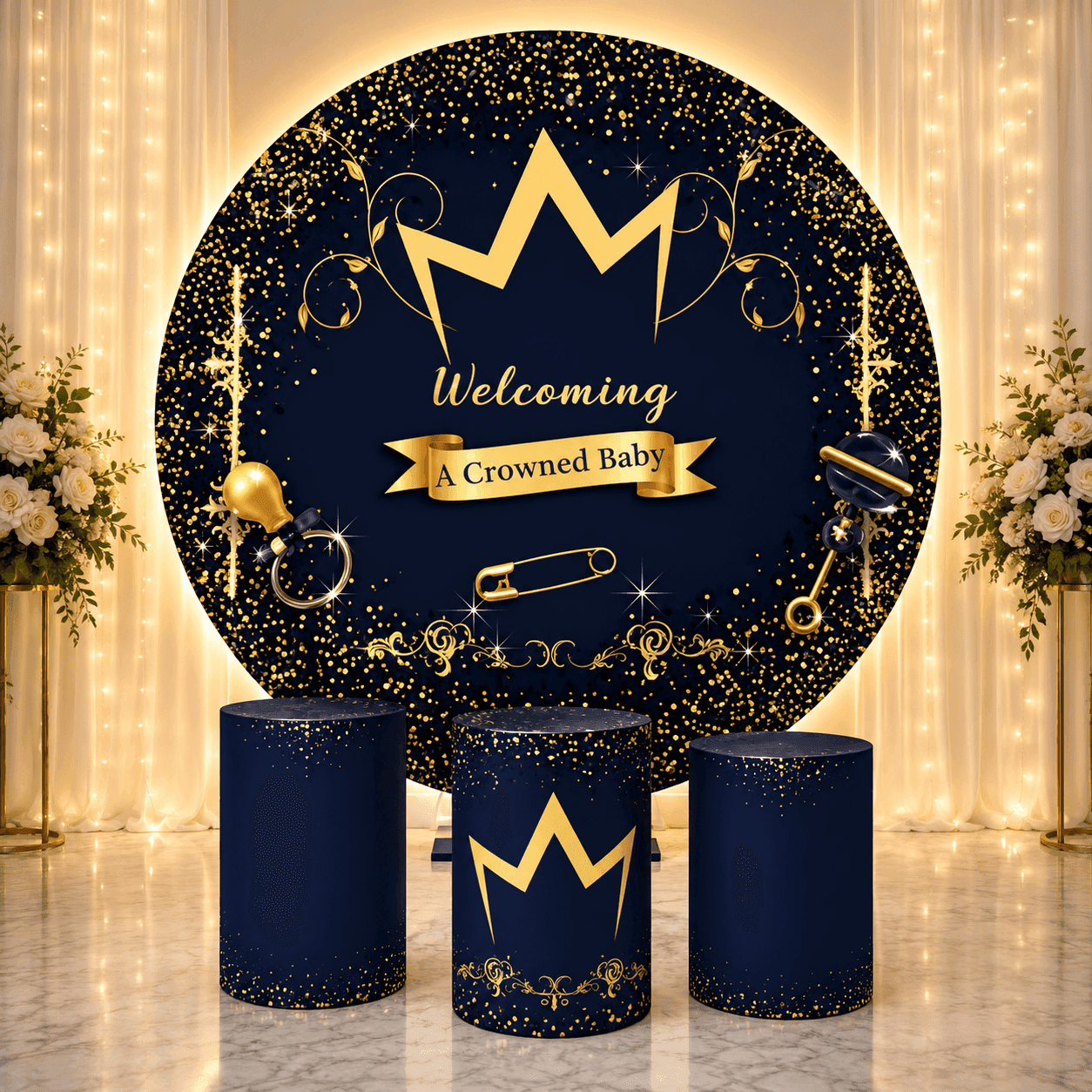 WELCOMING A CROWNED BABY BACKDROPS - BACKDROPS Hire Brisbane