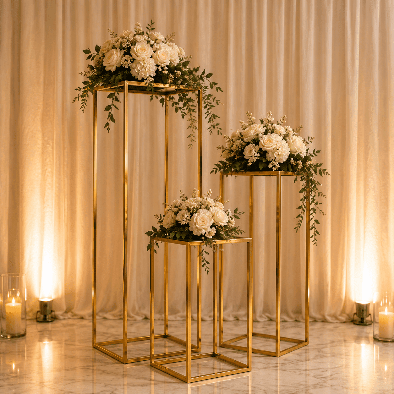 Golden Flower Stand - PLINTHS Hire Brisbane